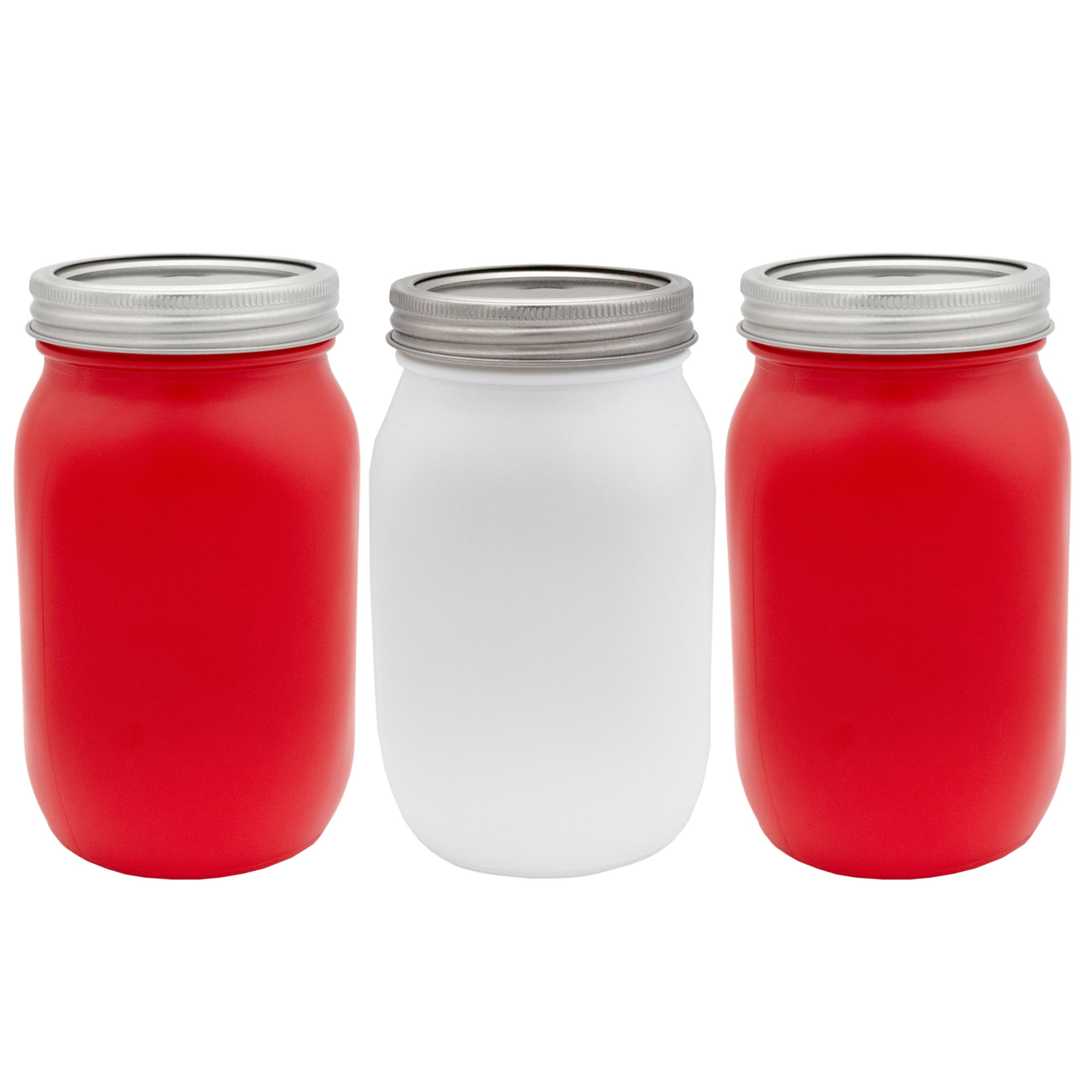 Darware Red and White Mason Jars (Set of 3 Jars); Holiday Decor Colored