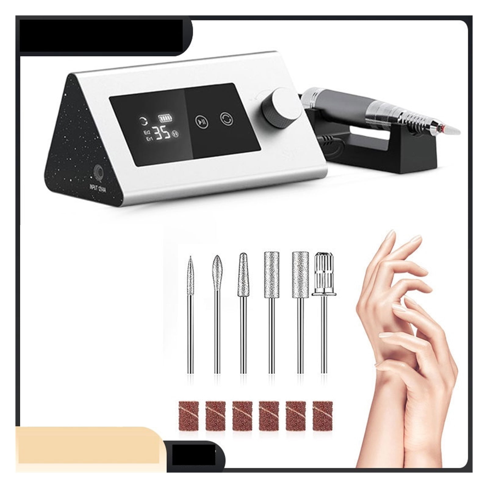 35000RPM Electric Nail Drill Machine, Sander Nail Electric Manicure Drill For Nail Tools, Touchable Screen Manicure Machine Designed For Salons Families ,Low Noise