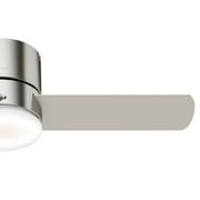 Hunter 44 inch Indoor Ceiling Fan with Light and Remote Control - For Bedroom or Living Room, Low Profile Mount, Modern Ceiling Fan with LED Light, Quiet, 3 Blades - Minimus 59454, Brushed Nickel