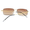 thumbnail image 6 of 2 Pairs of Men Rimless Rimless BIFOCAL Sunglasses Rectangle Brown Reading Glasses 1.00 Oversized Metal Shades Readers +1.00 UV, 6 of 7