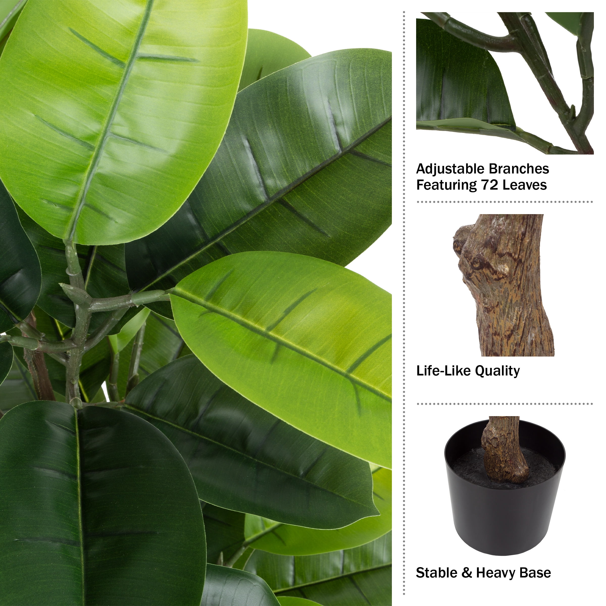 Pure Garden 51" Artificial Rubber Plant in Pot