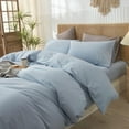 thumbnail image 3 of Ensemble de Housse de Couette en Coton Lavé Toucher Lin Naturel Anti-Froissement Léger Confortable (Très Grand Lin), 3 of 5
