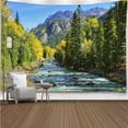 thumbnail image 6 of Yisure Nature Mountain Forest Tapestry Scenic Green Landscape Wall Hanging Tapestries Large 108Wx80L, 6 of 6