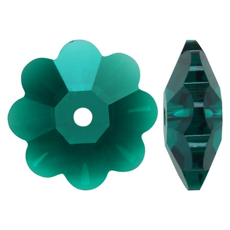 - Swarovski Crystal, #3700 Flower Margarita Beads 6mm, 12 Pieces, Emerald