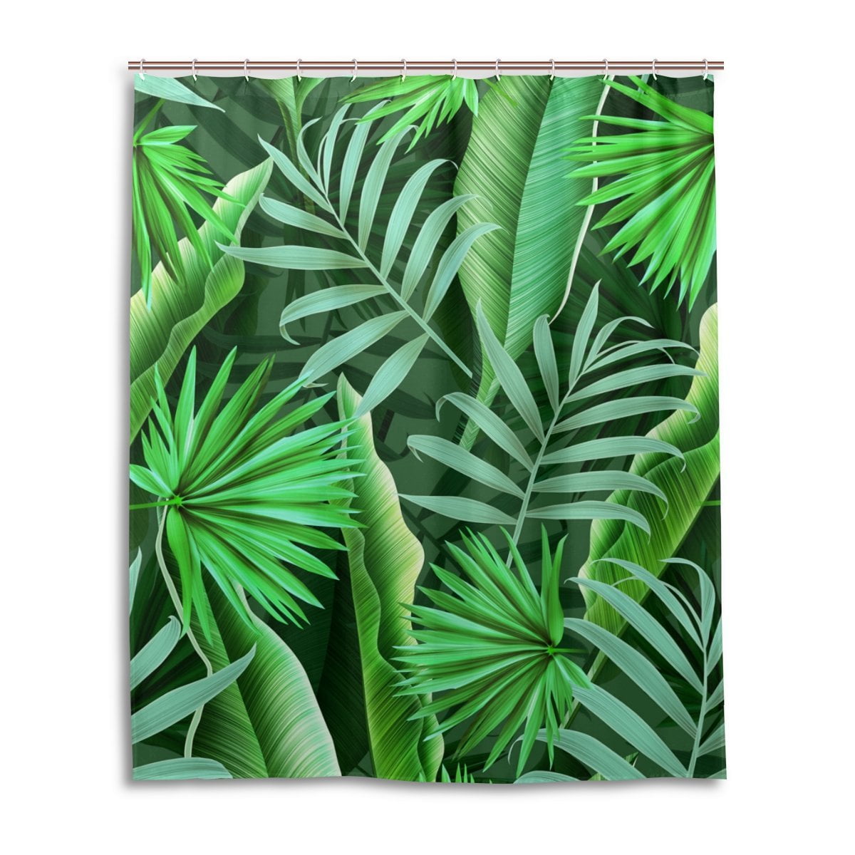 POPCreation Tropical Leaves Shower Curtain Green Banana leaves Tropical