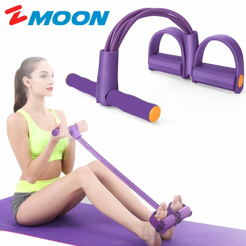 4-Tubes Yoga Sit-up Fitness Foot Pedal Pull Rope Resistance Exercise Equipment . 