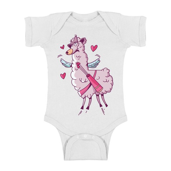 Valentine's Day Baby Bodysuit for Boys Girls Llama Romper