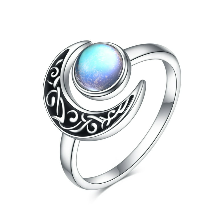 Malibu Half Moon Ring ~ Moonstone ~ Sterling Silver 925 ~MR116