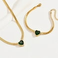 thumbnail image 3 of ZPAQI Green Crystal Heart Pendant Necklace Bracelet Jewelry Set for Ladies Party Wear, 3 of 8