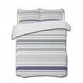 thumbnail image 2 of Quilts Queen Size, Gray Stripe Soft Comforter Bedding Set for Bed, Modern Abstract Art Navy Blue Striped Rustic Lightweight Quilted Bedspread with Pillow Cover(2 Pieces) for All Season, 90x96 Inch, 2 of 6