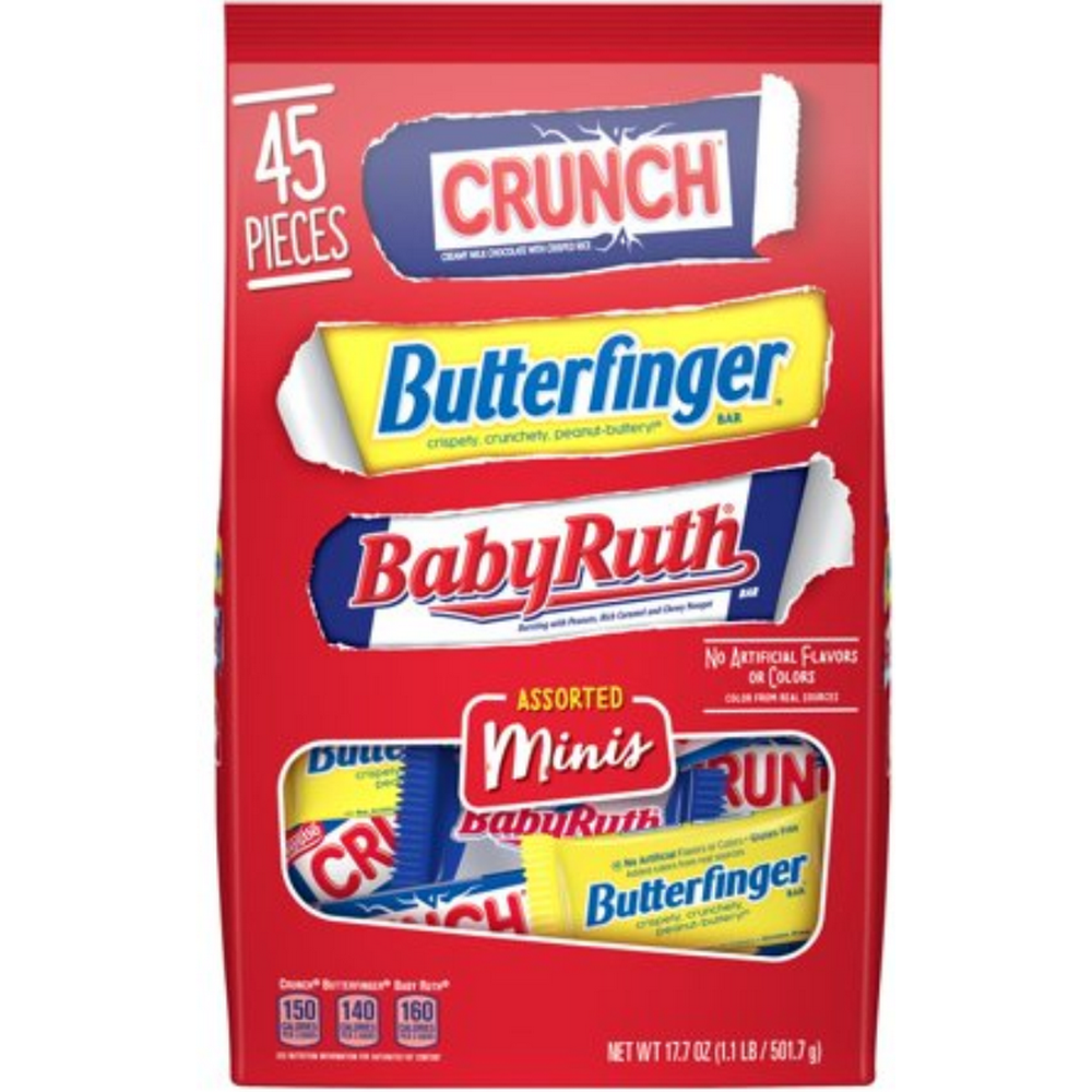 Butterfinger, Crunch, Baby Ruth, Assorted Minis Chocolate Bars, 17.7 oz