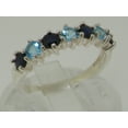 thumbnail image 2 of LBG British Made 10k White Gold Natural Blue Topaz & Sapphire Womens Eternity Ring - Size 6.5 - 33 size options, 2 of 7