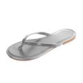 thumbnail image 6 of Beach Flip Flops for Women 2025 Fashion Casual Silver Outdoor Dress Flat Slides Slippers Summer Beach Slip on, 6 of 7