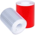 thumbnail image 3 of 2 Rollos de Cintas Reflectantes de 2 Colores, Cinta de Advertencia Reflectante Etiqueta de Seguridad Nocturna, Plata, Rojo-5 cm * 3 m-Cinta de Advertencia para vehículos Coche, 3 of 5