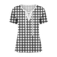 thumbnail image 4 of Favoffer Womens Printed Blouses V Neck Tie Front Short Sleeve Loose Fit Casual Tops Light Shirts for Holiday Dating Shopping Street, 4 of 5