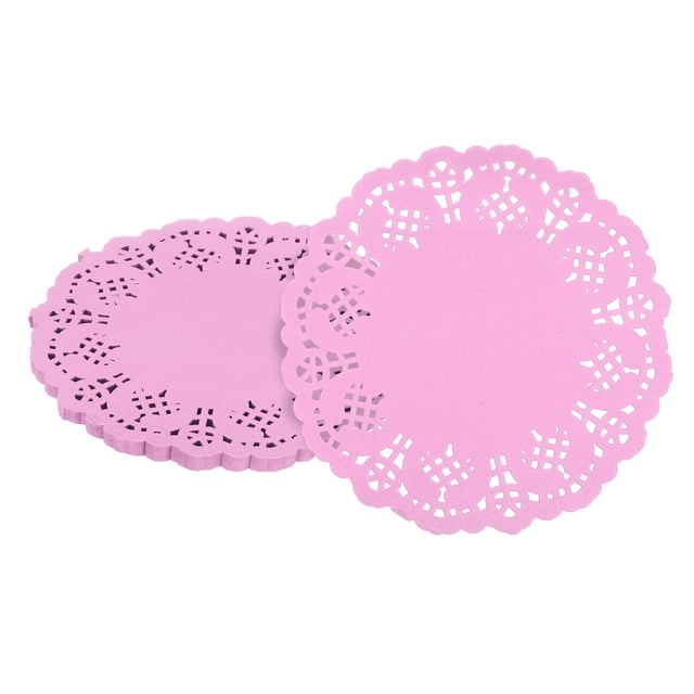 50pcs Paper Doilies, 5.5 Inch Lace Paper Doilies, Disposable Paper Placemats Pink