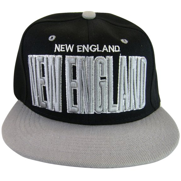 New England Adult Size Adjustable Snapback Baseball Cap (Black/Gray)