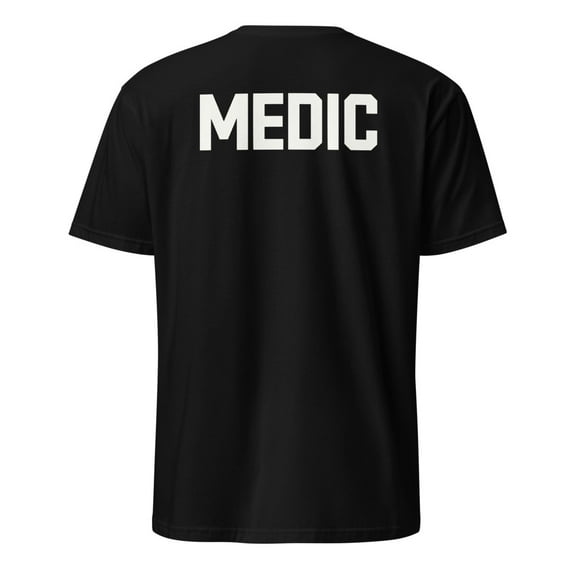 Medic BACK PRINT Staff First Aid Professional Uniform T-Shirt (Black, S)