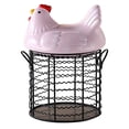 thumbnail image 2 of CRCMURE Food Storage Colorful Design Eggs Basket Ceramic Chicken Shaped Lid Round Wire Basket Bottom Handle Metal Wire Eggs Storage Basket With Ceramic Farm Chicken Cover Farmer Style, 2 of 8