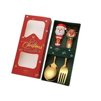 Nilvkv Christmas Spoon Christmas Dessert Spoon Fork Stainless Steel Tableware Set Cute Doll with Hand Gift, Christmas Decorations, CHRlSTMAS-GlFTs