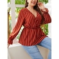 thumbnail image 2 of Blusa de talla grande para mujer Camisas informales acampanadas de manga larga a rayas CACAGOO Camiseta mujer, 2 of 7