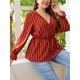 thumbnail image 2 of Blusa de talla grande para mujer Camisas informales acampanadas de manga larga a rayas Tomshoo Camiseta mujer, 2 of 2