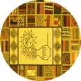 thumbnail image 1 of Ahgly Company Indoor Round Patchwork Yellow Transitional Area Rugs, 4' Round, 1 of 4