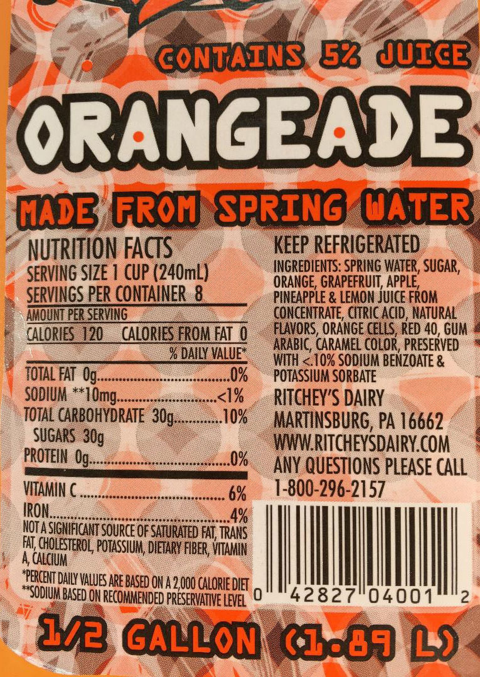 Ritcheys Orangeade, half gallon
