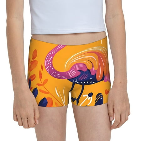 Pofeuu Vibrant Flamingo Illustration Print Soft Cotton Girls Boyshort panties Toddler Underwear-X-Small