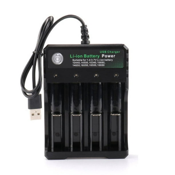 Chargeur de batterie pour batteries 3.7V 18650 Chargeur de batterie 4 ports  avec prise USB