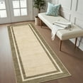 thumbnail image 2 of Garvee 2'x6' Modern Bordered Runner Rug Solid Rugs, Washable Rugs Neutral Minimalist Carpet with Non Slip Backing Soft Thin Low Pile Rugs for Hallway Bedroom Home Decor, Bean Green, 2 of 9