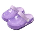 thumbnail image 4 of Lusa Kids Solid Color Transparent Slippers with Holes Casual Thick-Soled Non- Summer Beach Sandals Comfortable Soft Sole Cool Shoes for Warm Weather Outdoor Play Wear Purple 8-9 Years, 4 of 4