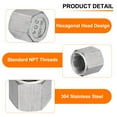 thumbnail image 3 of 2 Pcs Hex End Cap 304 Stainless Steel Nut, NPT 1/4" Female Thread Pipe Fitting, 3 of 7