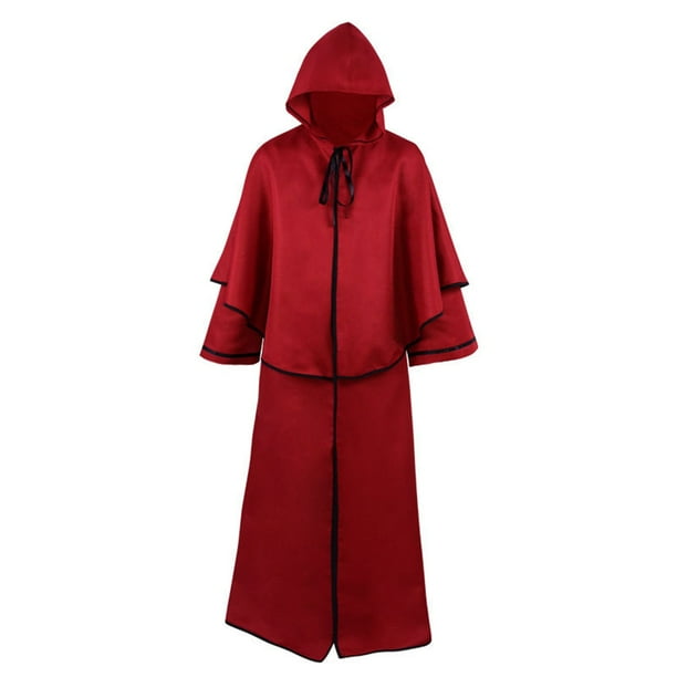 hirigin Women Men Halloween Robe Cloak Medieval Retro Patchwork Hooded