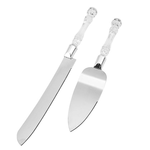 Wedding Cake Knife and Server Set, Stainless Steel Cake Cutting Set for Wedding with Faux Crystal Handles & Premium Stainless Steel Blades for Wedding Cake, Birthdays, Anniversaries, Parties, Holiday