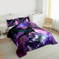 thumbnail image 3 of Manfei Cartoon Animal Dragon Queen Comforter Set,Galaxy Planet Starry Night Bedding Sets,Western Fansty Theme Bedding Comforter Set For Girls Kids,Breathable Home Decor Reversible,3-Piece, 3 of 8