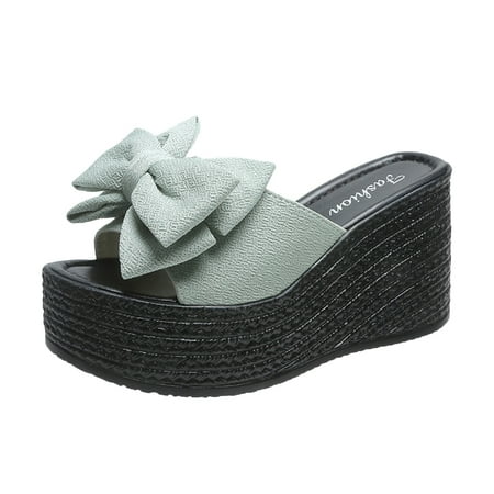 

Stamzod Matsu Heel Thick Sole Slope Heel Women s Shoes Breathable Slip-on Beach Sandals Clearance