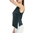 thumbnail image 3 of SAYOO Ladies Yoga Tank Tops, Women Summer Solid Color Round Collar Ruched Side Split Sleeveless Irregular Sports Tops Workout Clothes, 3 of 5
