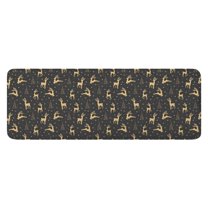 Dark Christmas Golden Reindeer Pattern Kitchen Rug Mat,Kitchen Runner Rugs Non Skid Washable,Decorative Kitchen Floor Mats for Kitchen,Sink,Laundry,17"x47.2"