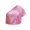 thumbnail image 4 of Tenue de Performance pour Enfants T-shirt à Paillettes à Manches Courtes avec Taille Apparente et Nombril Col Rond Élastique, 4 of 4