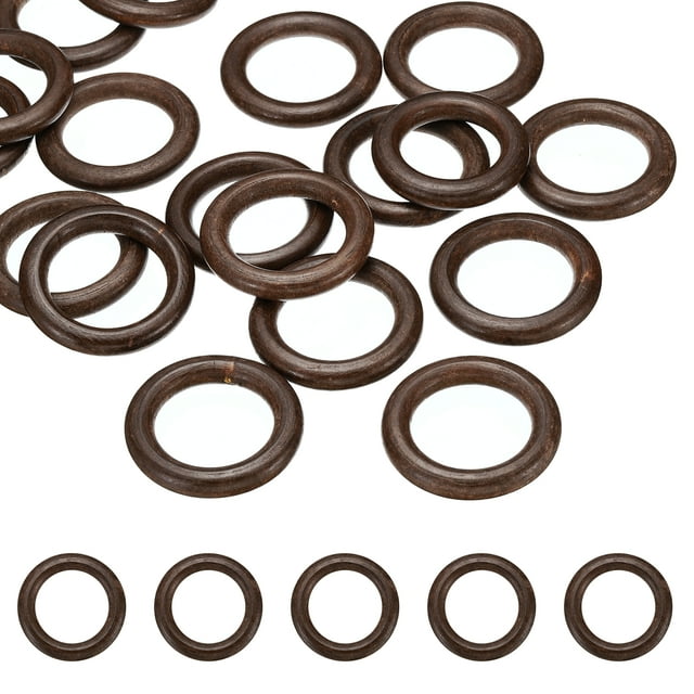 Unique Bargains 60mm Natural Wooden Rings, 10 Pack Wood Ring Round Linking Rings Wood Loop Circle for Craft, Dark Brown