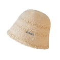thumbnail image 2 of Beanie for Men Women Warm Winter Knit Cuffed Beanie Women's Fashion Face Solid Color Winter Plush Warm Cold Fisherman Hat Beige, 2 of 4