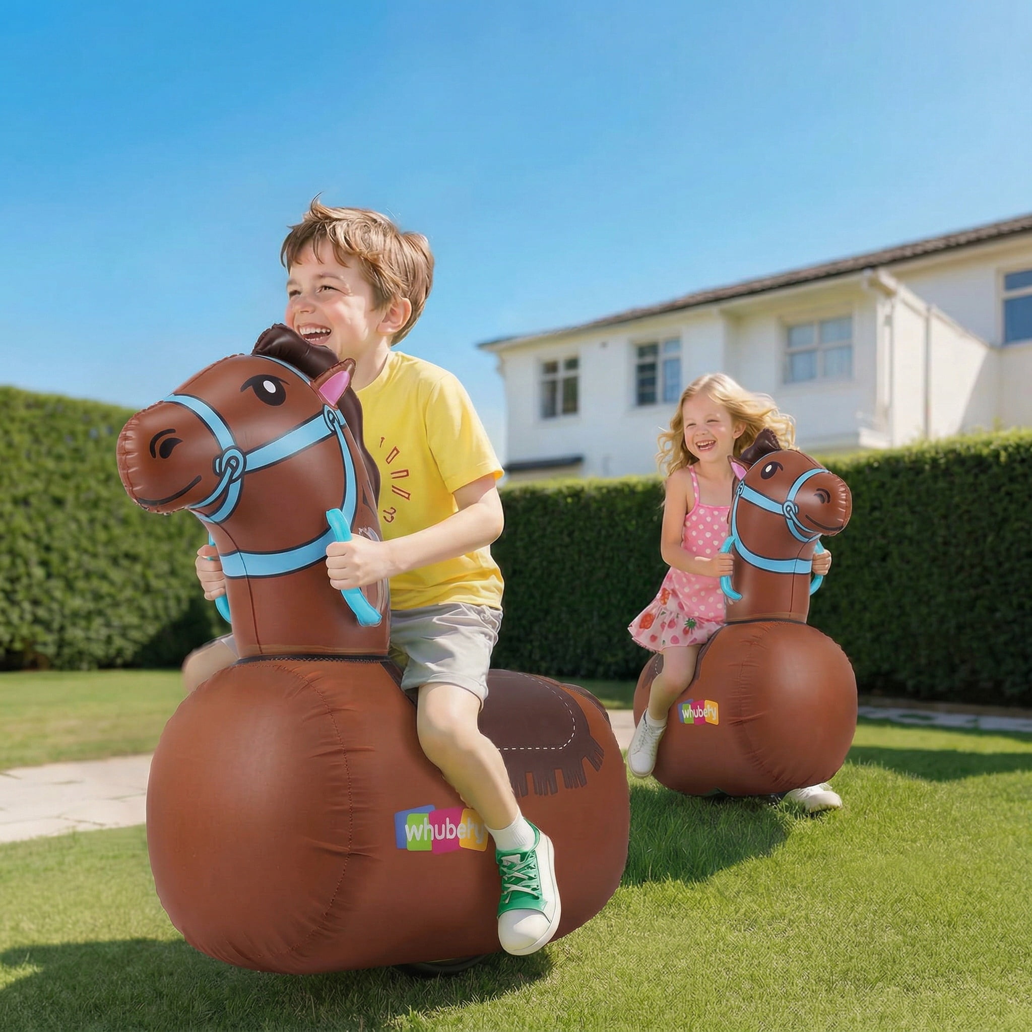 Sailvan Inflatable Ride-on Pony for Kids Ages 5+, Heavy Duty Giant Inflatable Horse, Max Load 220lbs, Wear Resistant Double Layer Saddle, Indoor Outdoor Bouncy Toy Gift for Boys Girls