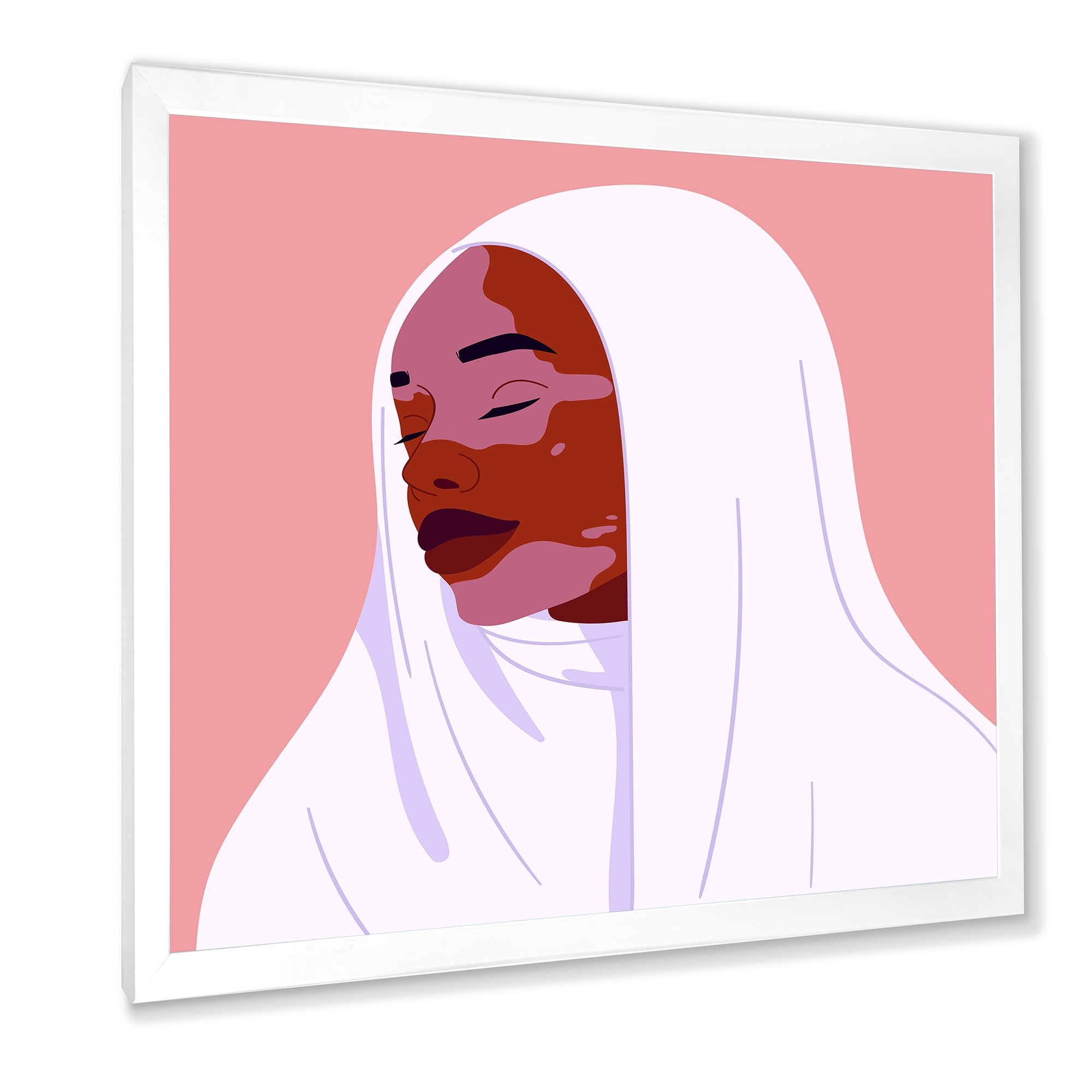 Designart 'Beautiful Abstract Smiling Afro African Woman With VItiligo' Moroccan Framed Art Print