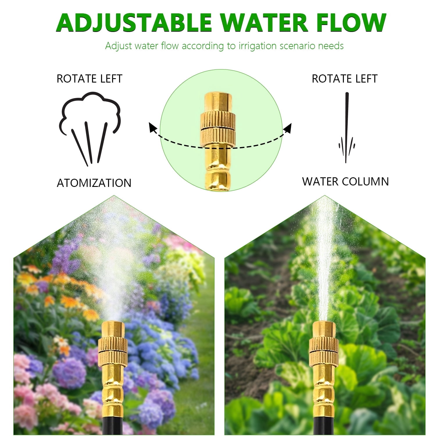 50 FT Drip Irrigation Kit with Adjustable Nozzles and Quick Connect, Automatic Garden Drip Irrigation System for Raised Bed Garden, Greenhouse, Containers, Potted Plants