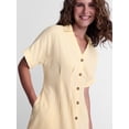 thumbnail image 5 of Time and Tru Women's Linen Blend Pleated Mini Shirtdress with Short Sleeves, Sizes XS-XXXL, 5 of 6