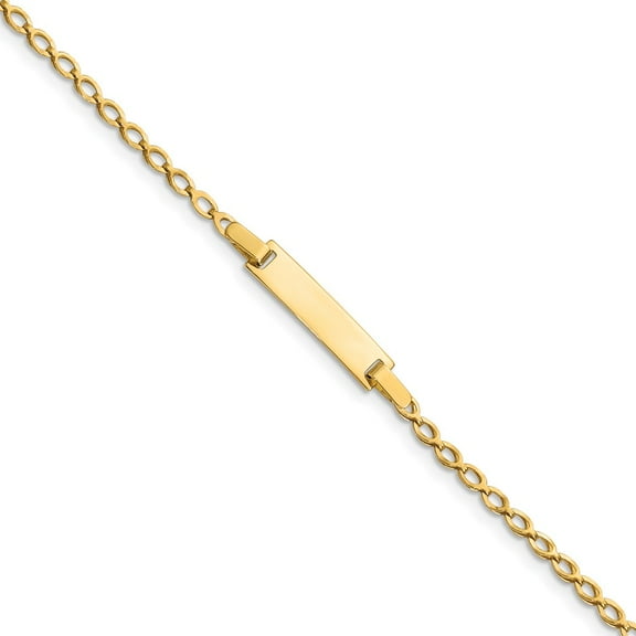 Real 14kt Yellow Gold Children's Polished ID Chain Bracelet; 6 inch; Lobster Clasp; for Children; for Women and Men