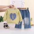thumbnail image 2 of Toddler Baby Girl Hoodie Lounge Set Organic Cotton Outfit 6-12 Months 12-24 Months 2t 3t 4t 5t 6t 7t 8t 9t Children Yellow 4-5 Years, 2 of 5