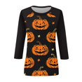 thumbnail image 4 of Camisa para mujer, moda informal, manga raglán, cuello redondo, manga 3/4, suelta, camiseta estampada de Halloween, top para mujer, 4 of 7