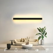 LITOM Outdoor Modern Wall Light, LED Wall Sconce Fixture, Rectangular Black Shell Wall lamp, Elegant Frosted, IP65, Anti Rust, for Porch, Background Wall, 1 Pack